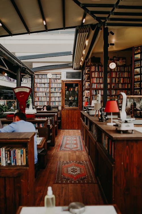 Photo inside of library with antiques