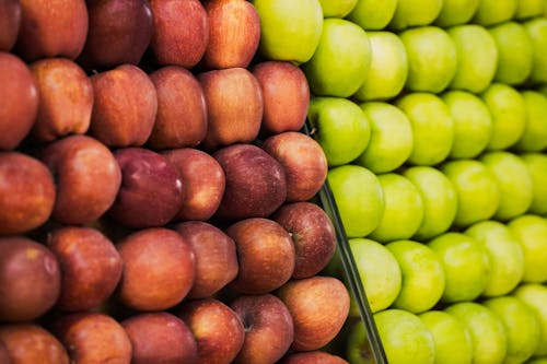 Close-Up Shot of Green and Red Apples