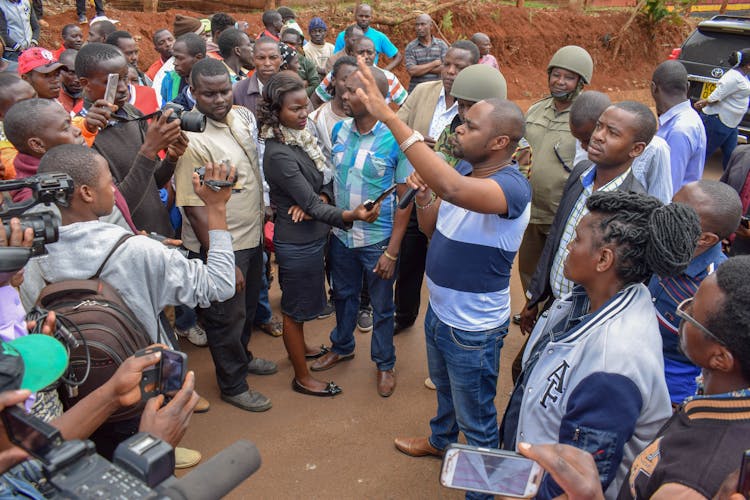 Crowd At Election Meeting In African Village