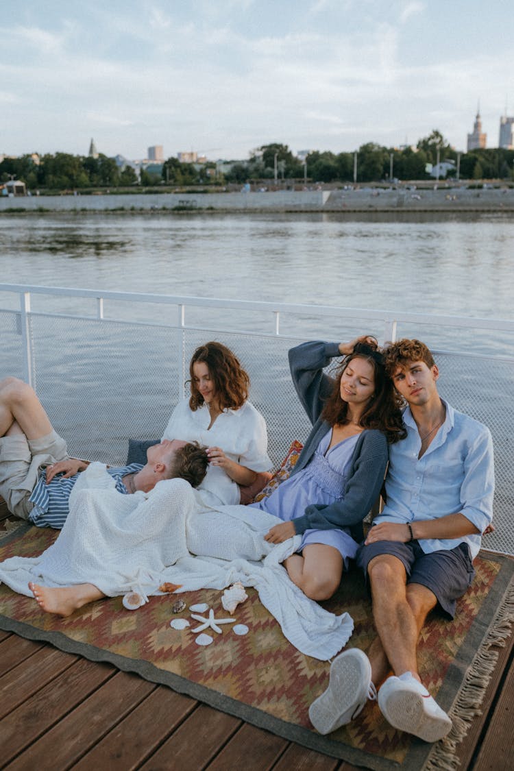 Group Of People Hanging Out On A Boat