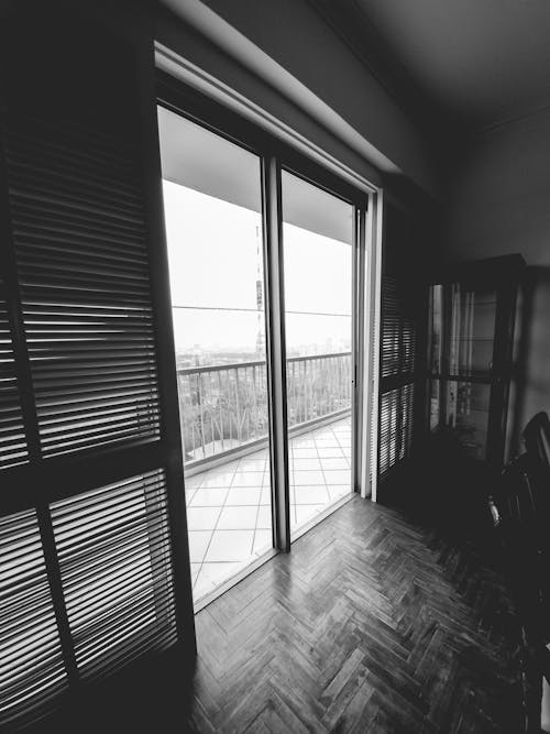 Free stock photo of beautiful view, black and white, door Stock Photo