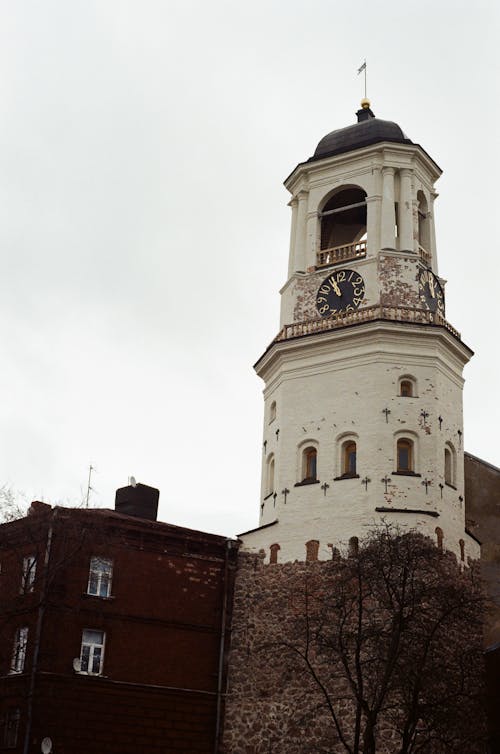 Clock Tower in Vyborg Old Town, Russia