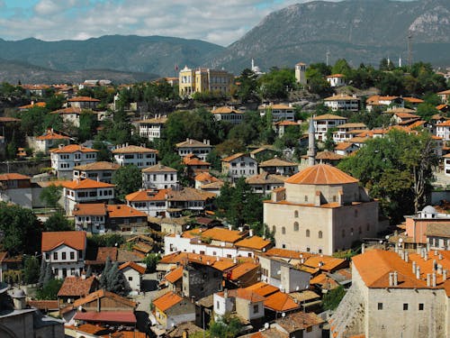 Aerial View of Houses in a Village