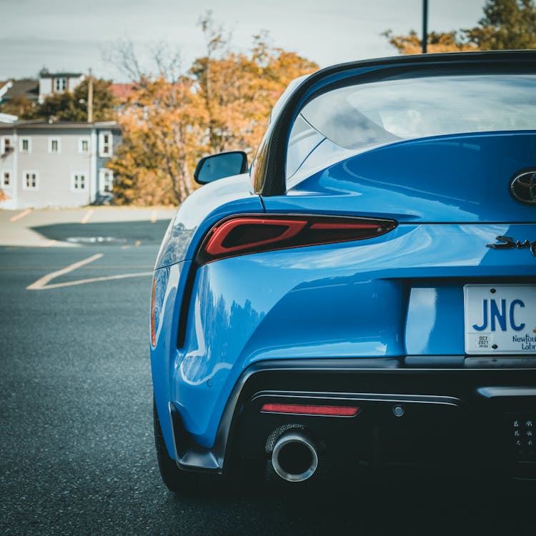 Modern Blue Sport Car Outdoors