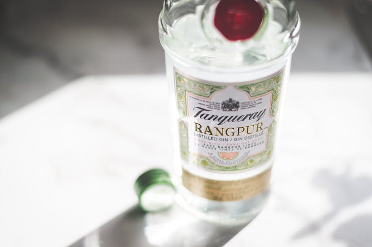 Close-Up Shot Of A Bottle Of Gin