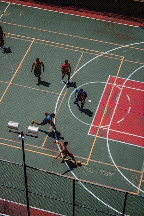 High angle view of football game