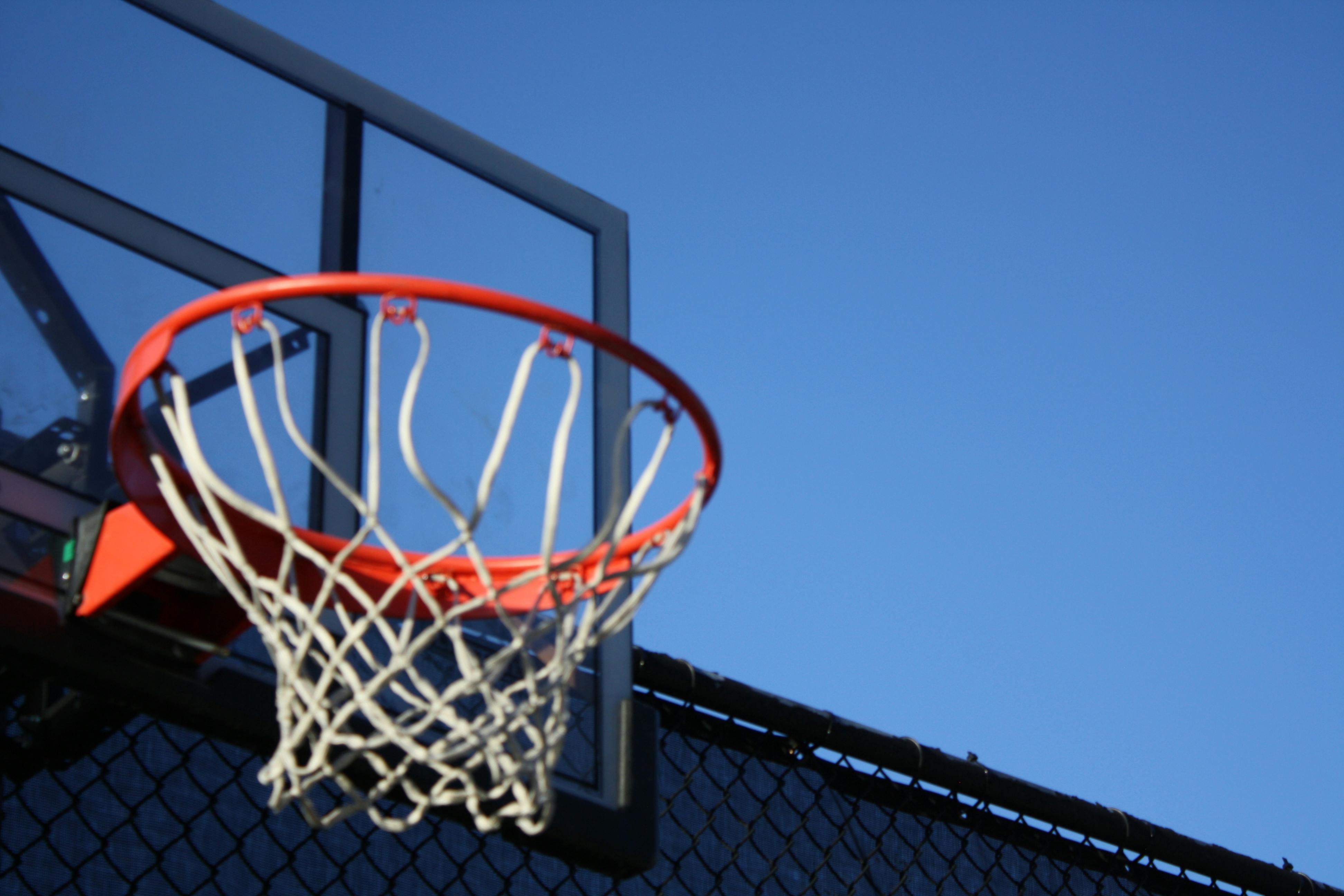 gray metal frame basketball hoop system