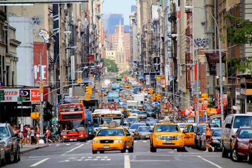 Cars on Road in City