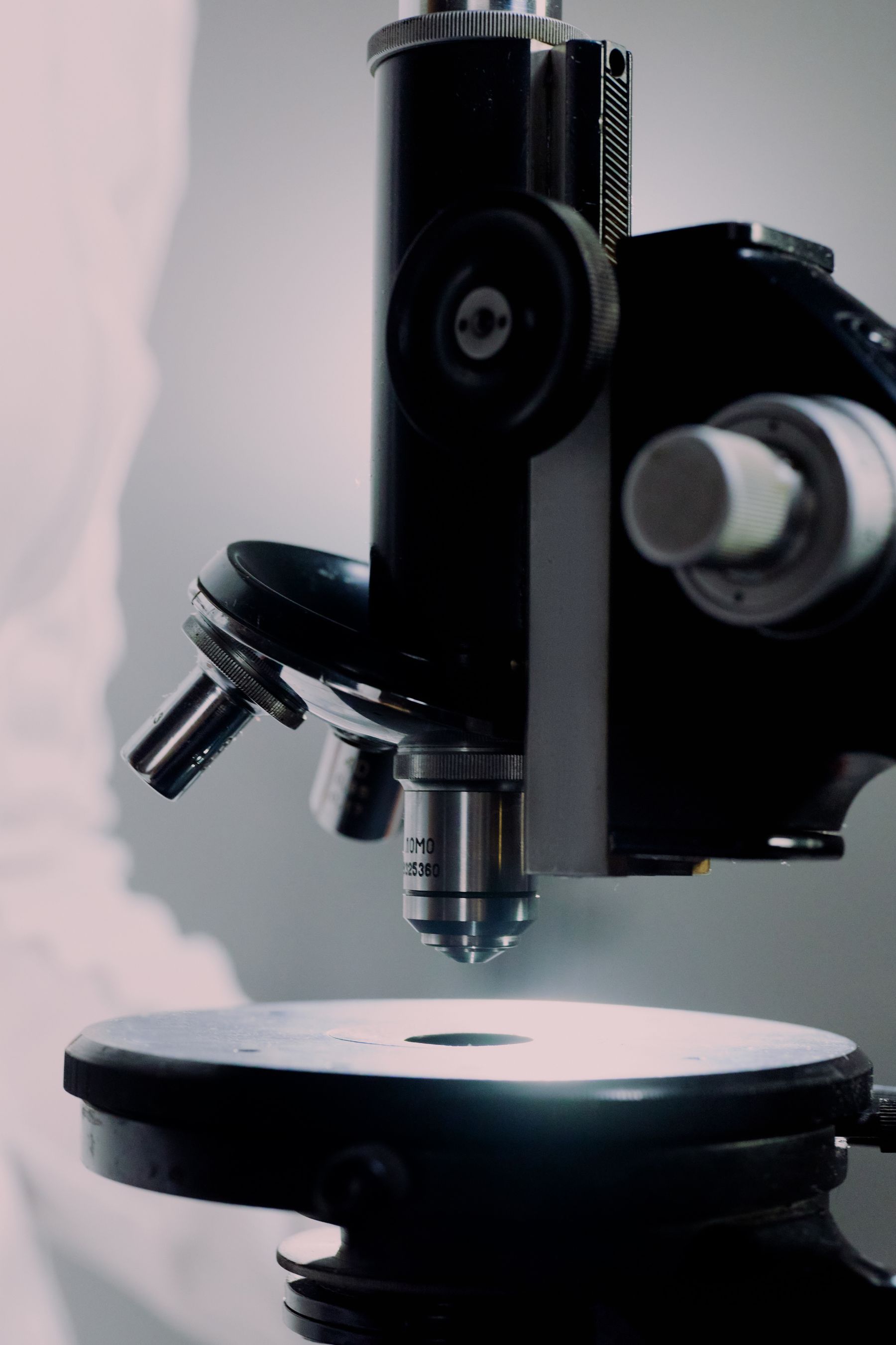 Close-up laboratory microscope representing asbestos bulk sample analysis for York clients