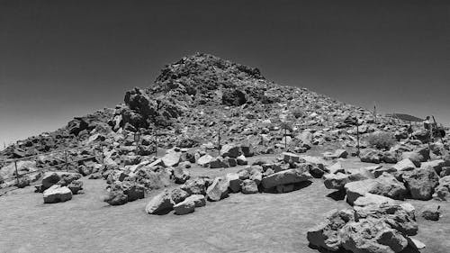 Mountain of Trash Grayscale Photo