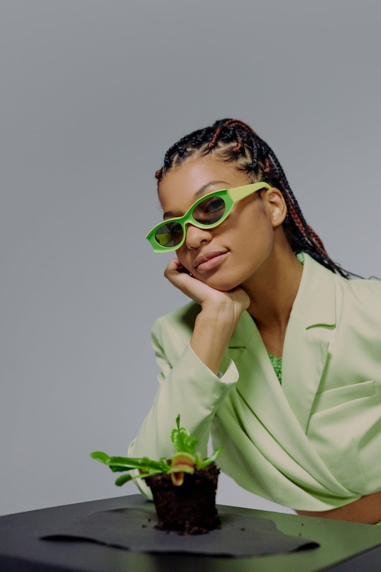 Portrait Of Woman With Venus Flytrap