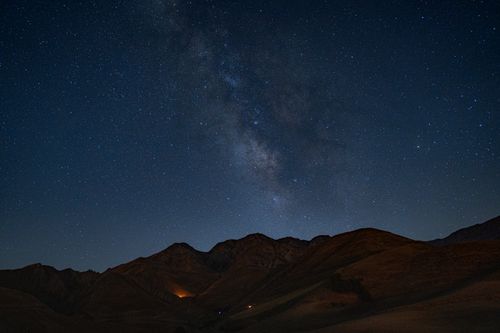 Free A breathtaking view of the Milky Way over mountains in Iran, showcasing the night sky's beauty. Stock Photo