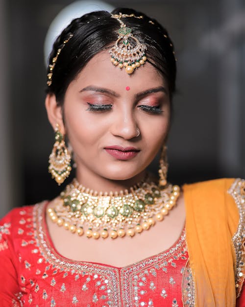 Woman Wearing Bridal Jewelries