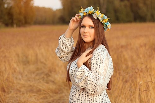 Woman Wearing Flower Crown