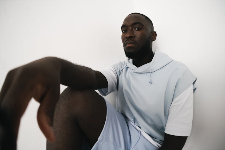 Close-up Of A Man With Blue And White Clothes