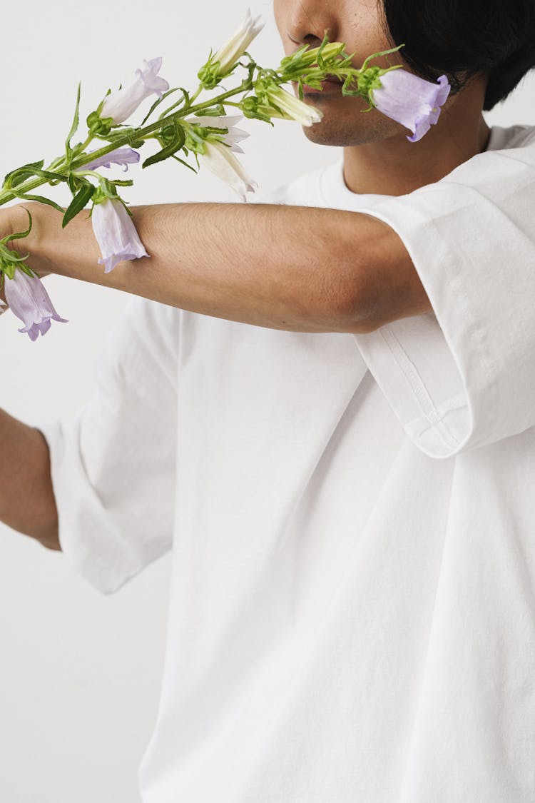 Man Holding Flowers