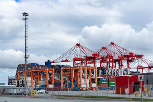 Free Harbour Cranes at a Port Stock Photo