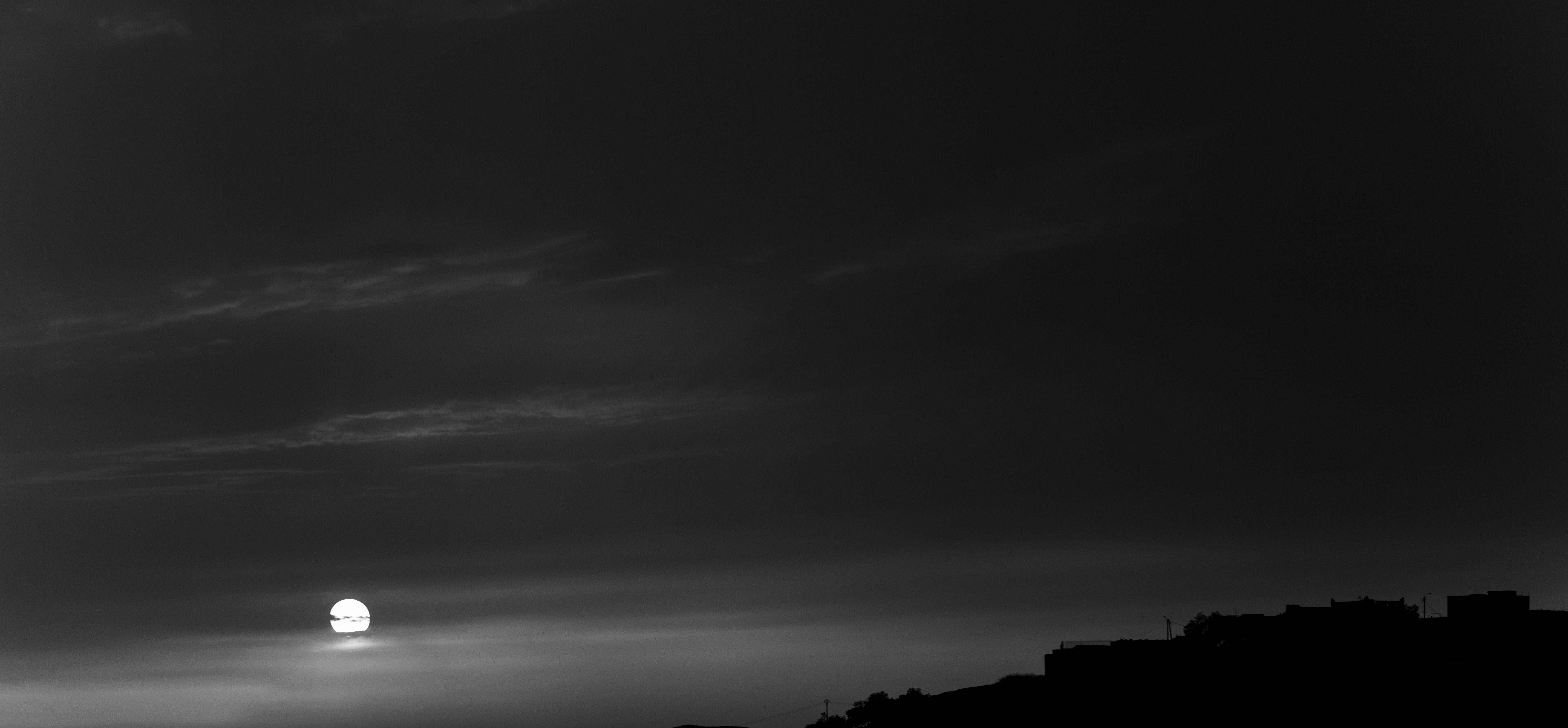 Free stock photo of black and white, sun, sunset
