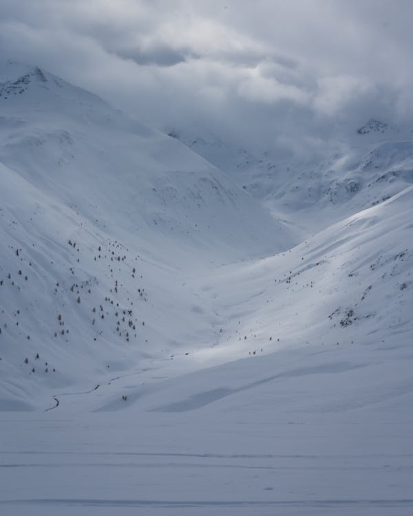 Bergen Die Met Sneeuw Worden Bedekt