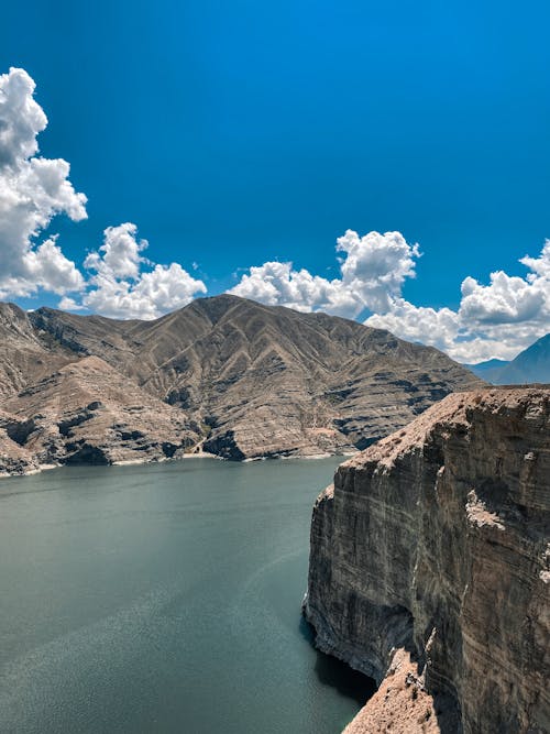 Drone Shot of Natural Rock Formations Near a Body of Water