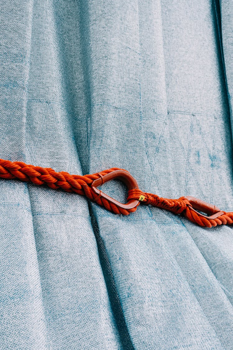 Blue Fabric With Red String