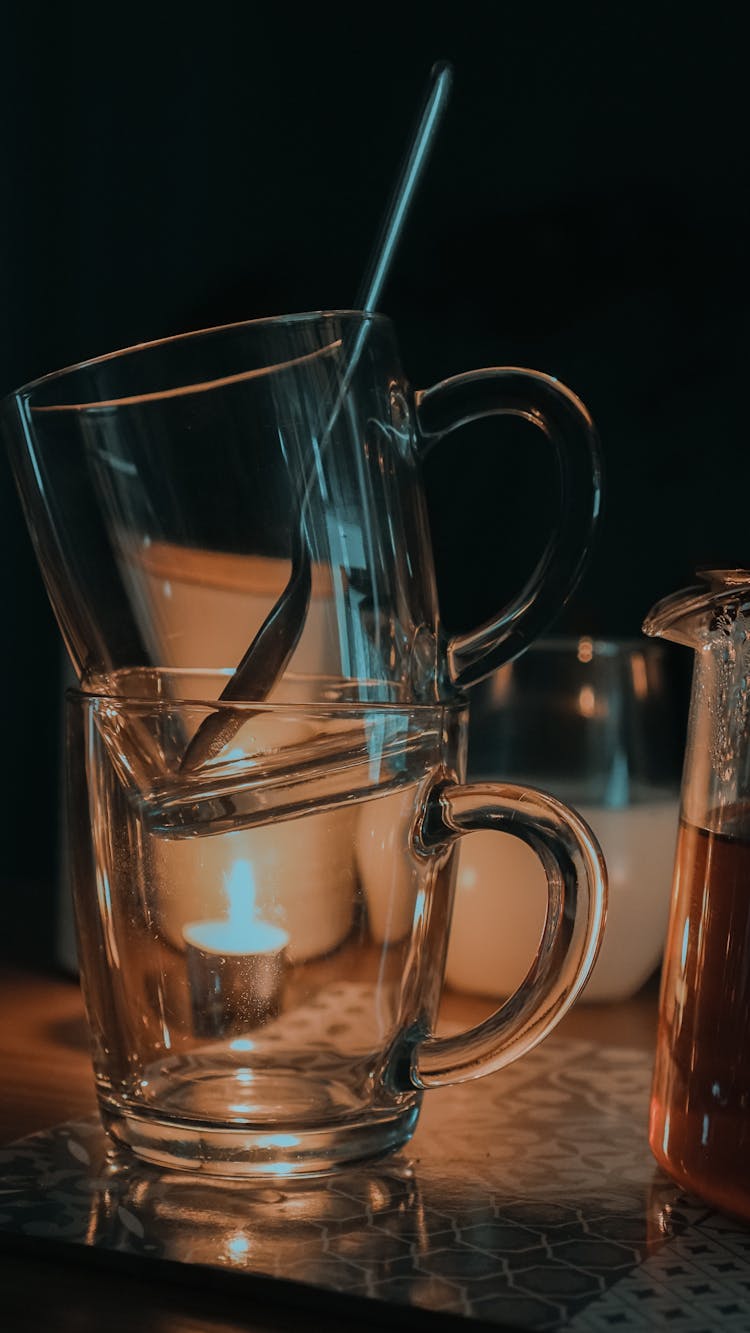 Glass Cups Stacked On Each Other