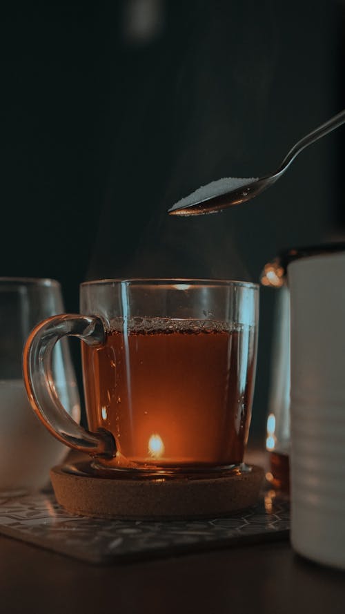 Základová fotografie zdarma na téma brýle, čaj, čajová lžička