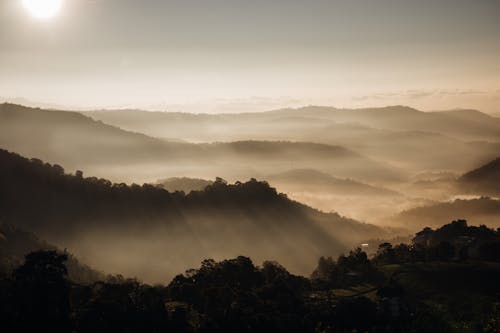 Silhouette of Mountain During Sunrise