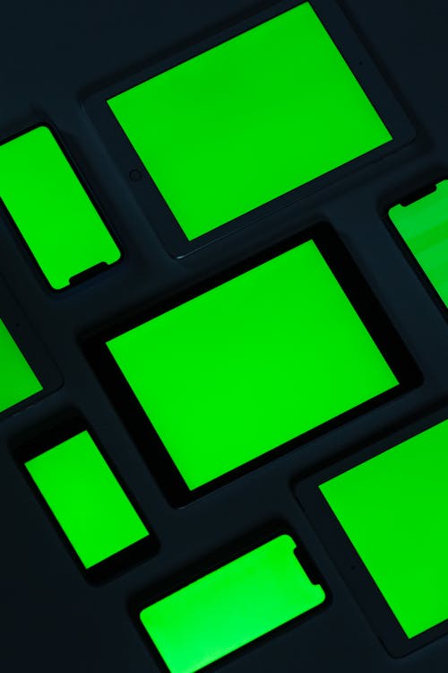 Green screens of smart phones and IPads