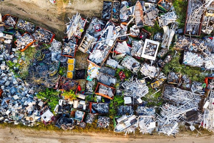 Drone Shot Of A Junk Yard