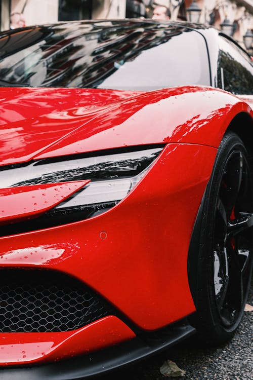 Close-up Photo of a Red Sports Car