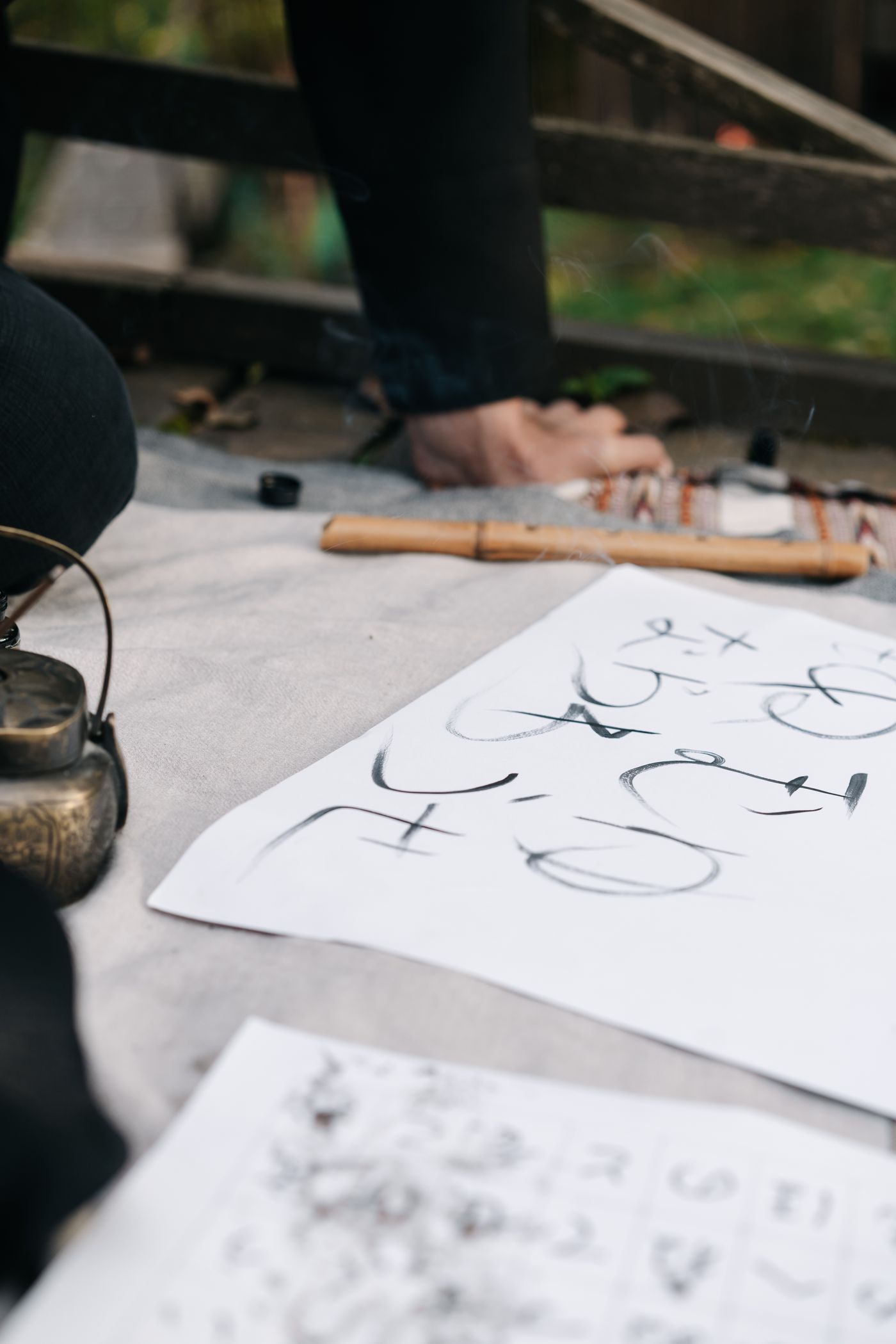 Japanese calligraphy brushwork on paper