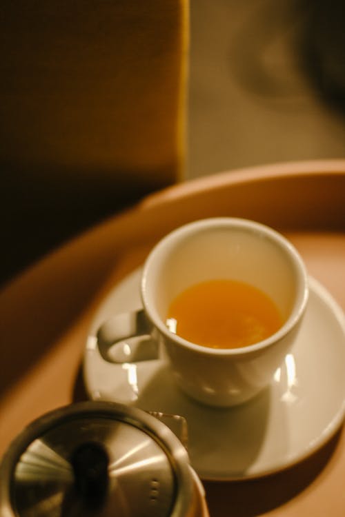  Cup of Tea on a Wooden Tray