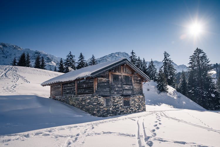 House On Snow Covered Ground 