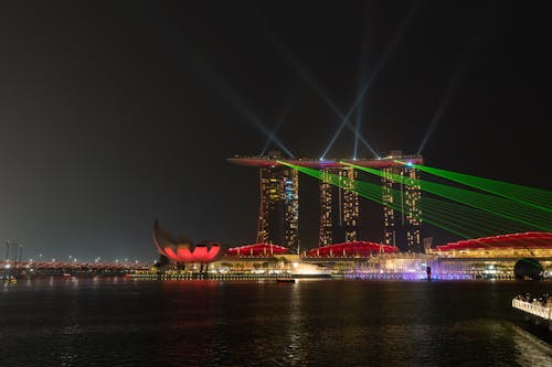 Free Laser Light Show at the Marina Bay Stock Photo