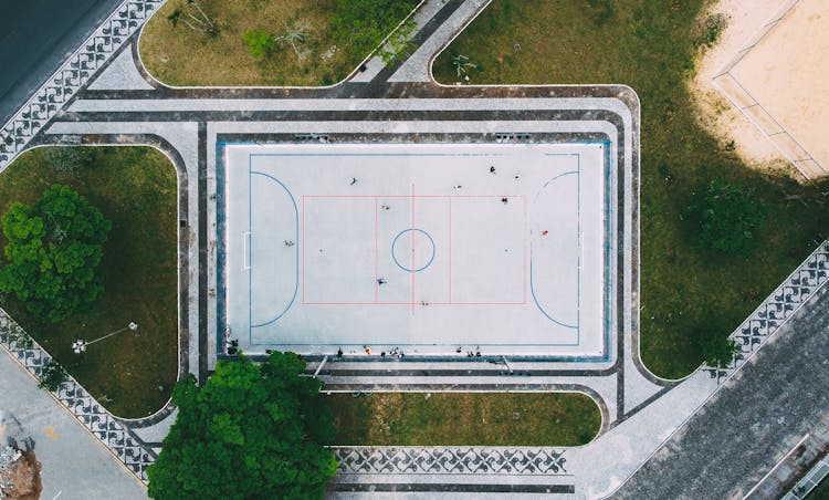 Aerial View Of A Soccer Court