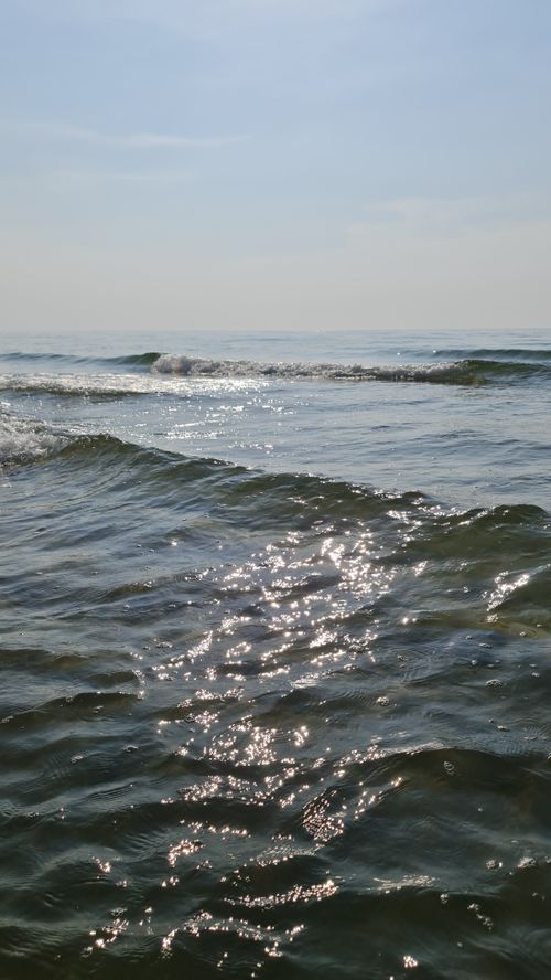 Free Sparkling ocean waves under a clear blue sky, capturing the tranquility of the sea. Stock Photo