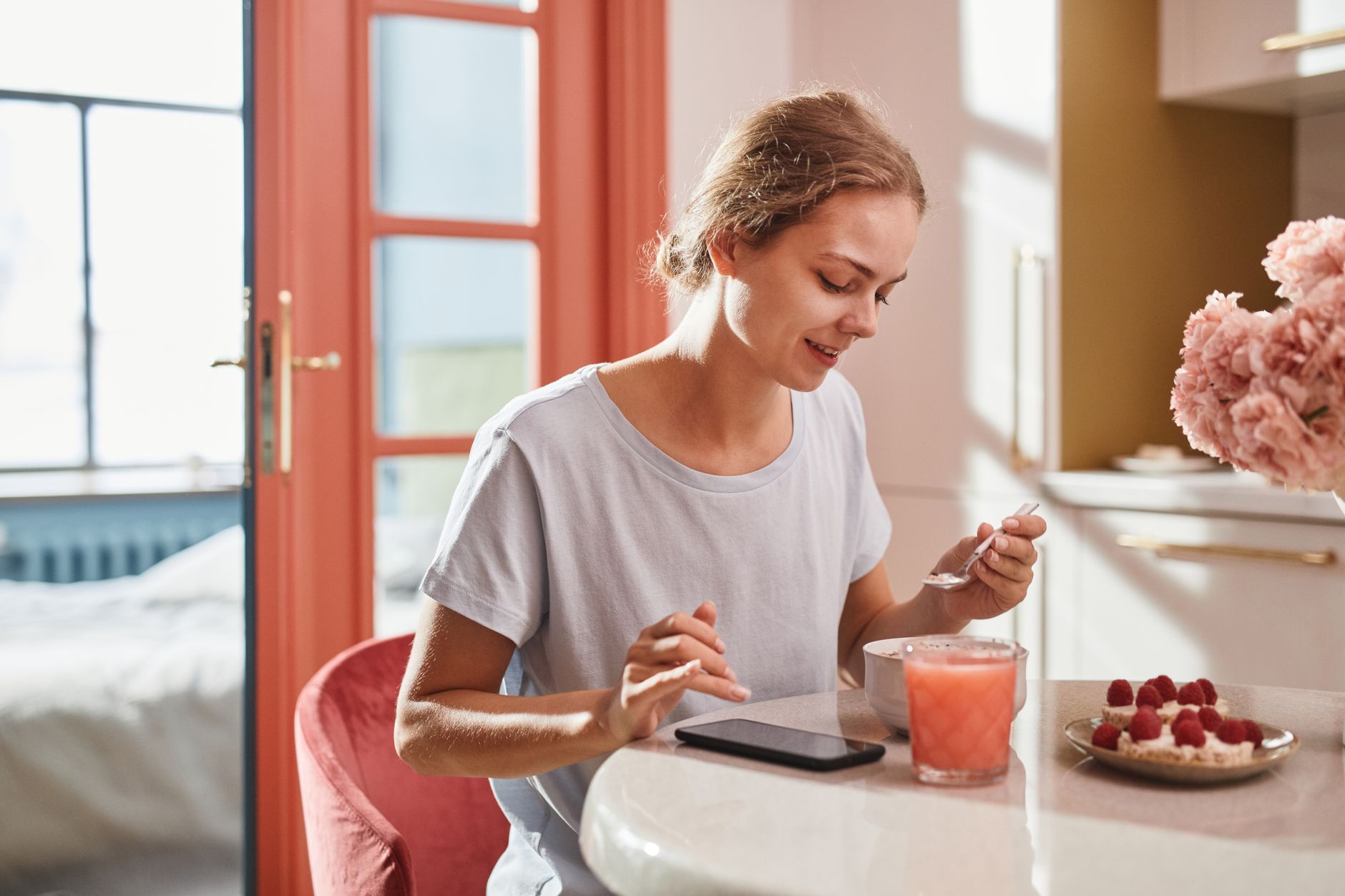 A Woman Sitting at the Table