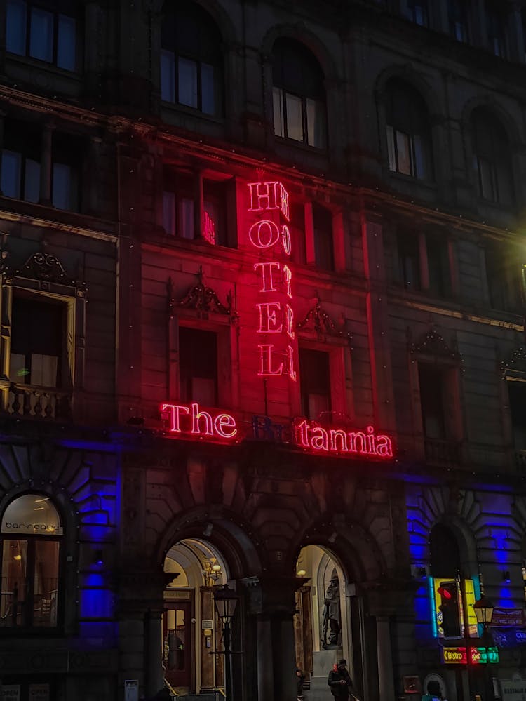 View Of A Hotel Exterior At Night