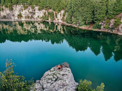 Reflection of Green Trees on the Lake 