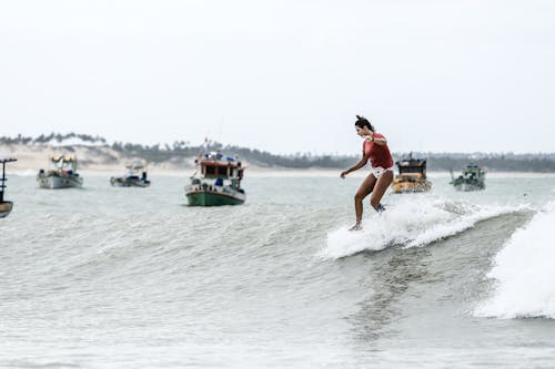 A Woman Surfing