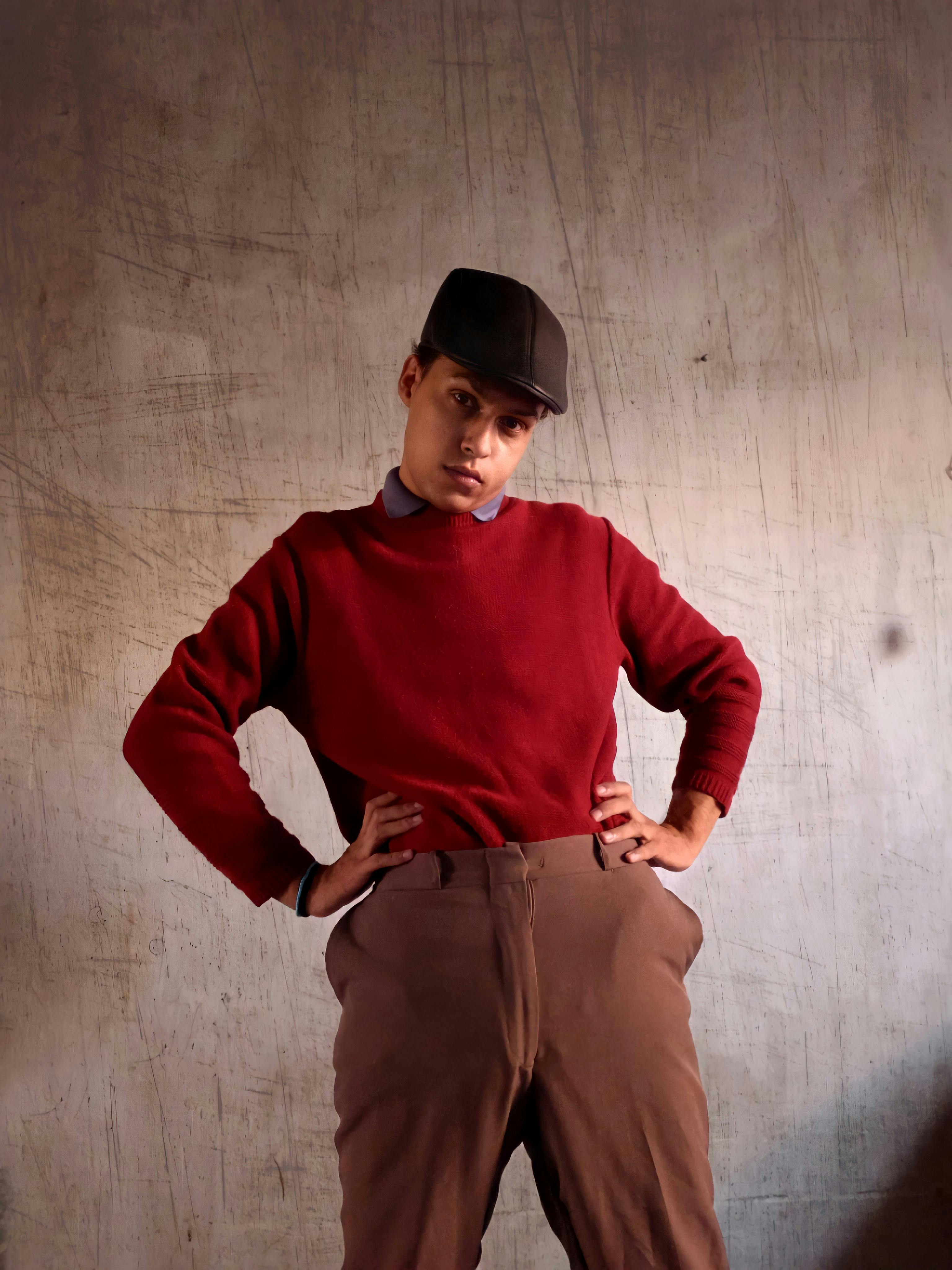 Burgundy Polo with Brown Chinos - The Modest Man