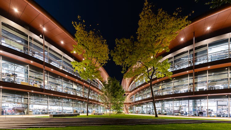 James H. Clark Center At Night