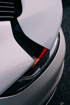A detailed view of a car's taillight showcasing modern automotive design and sleek lines.