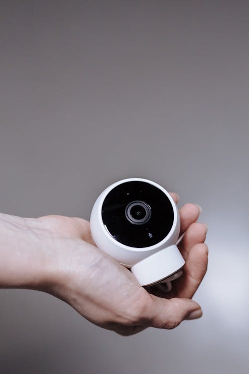 Close up view of hand holding camera