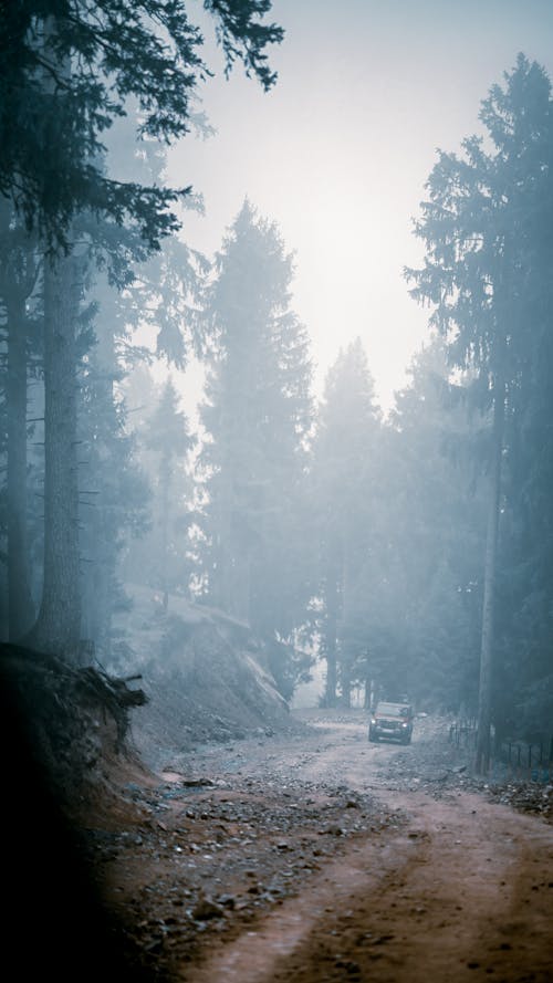 A Vehicle Driving on Dirt Road