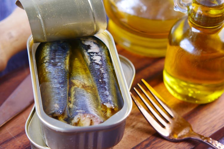 Close-Up Shot Of Sardines In A Can