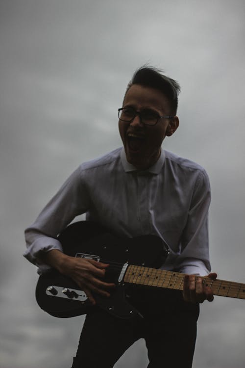 Free stock photo of electric guitar, field, glasses