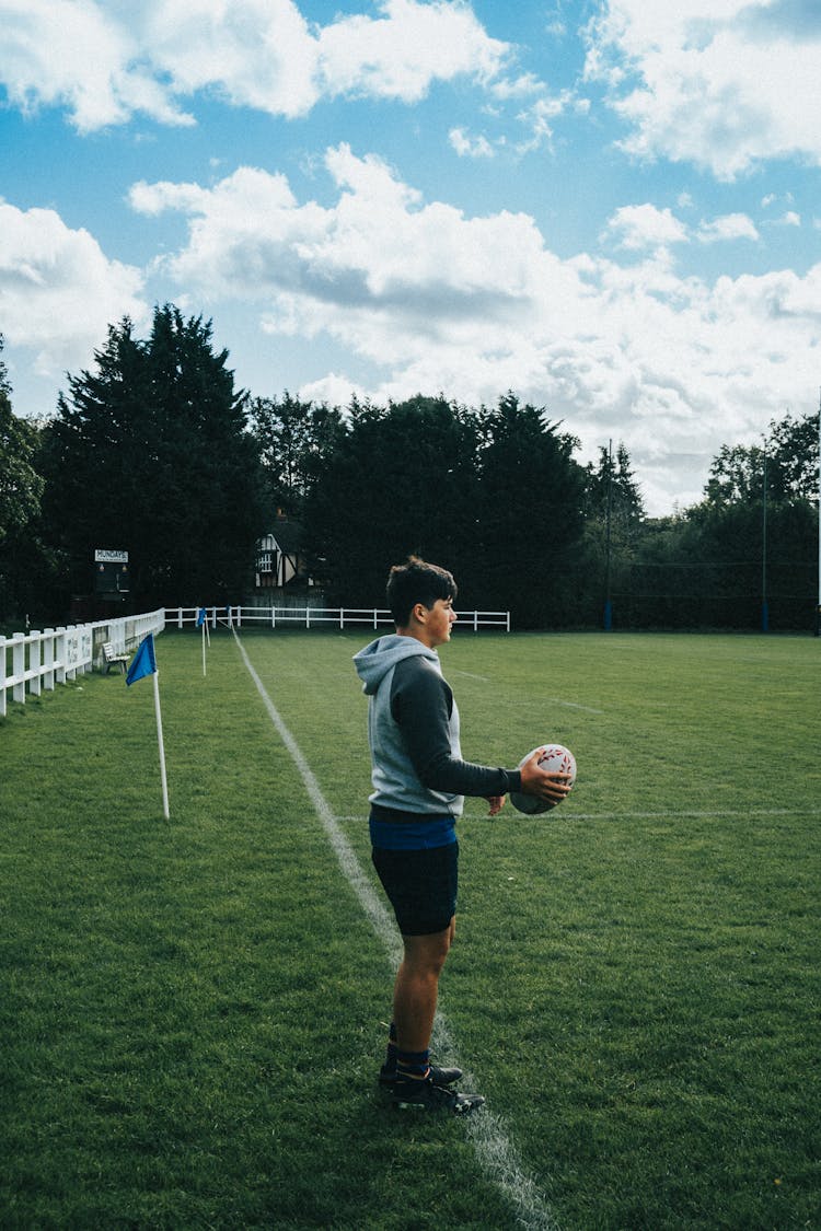 Teenager Playing Rugby