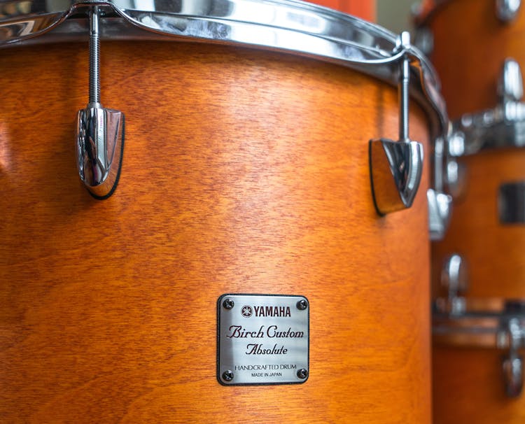 Metal Plaque On A Drum Set 